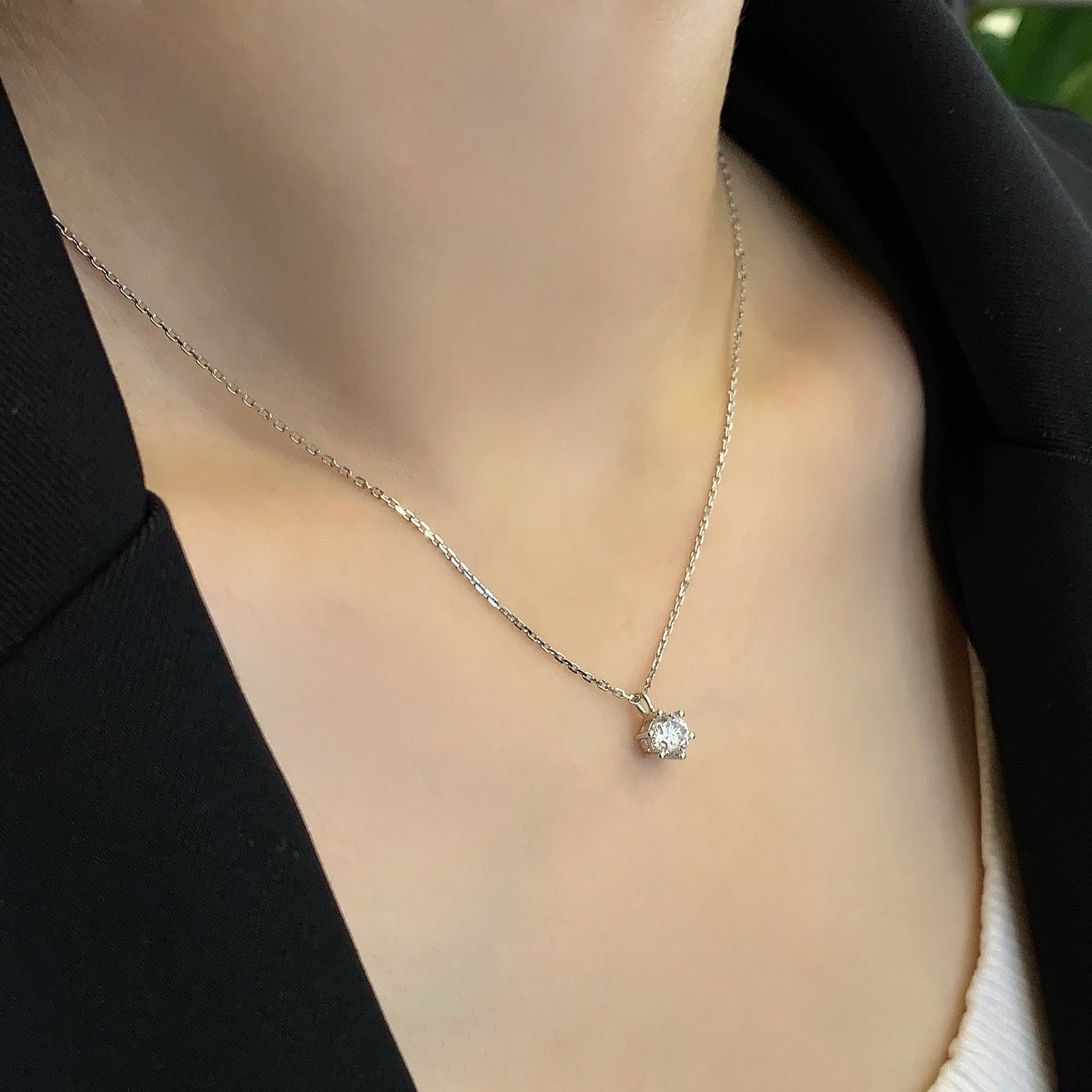 Round 0.60ct Lab Grown Diamond 6 Prong Basket Pendant, D-E-F Color, VVS - VS Clarity - IGI Certified Necklace