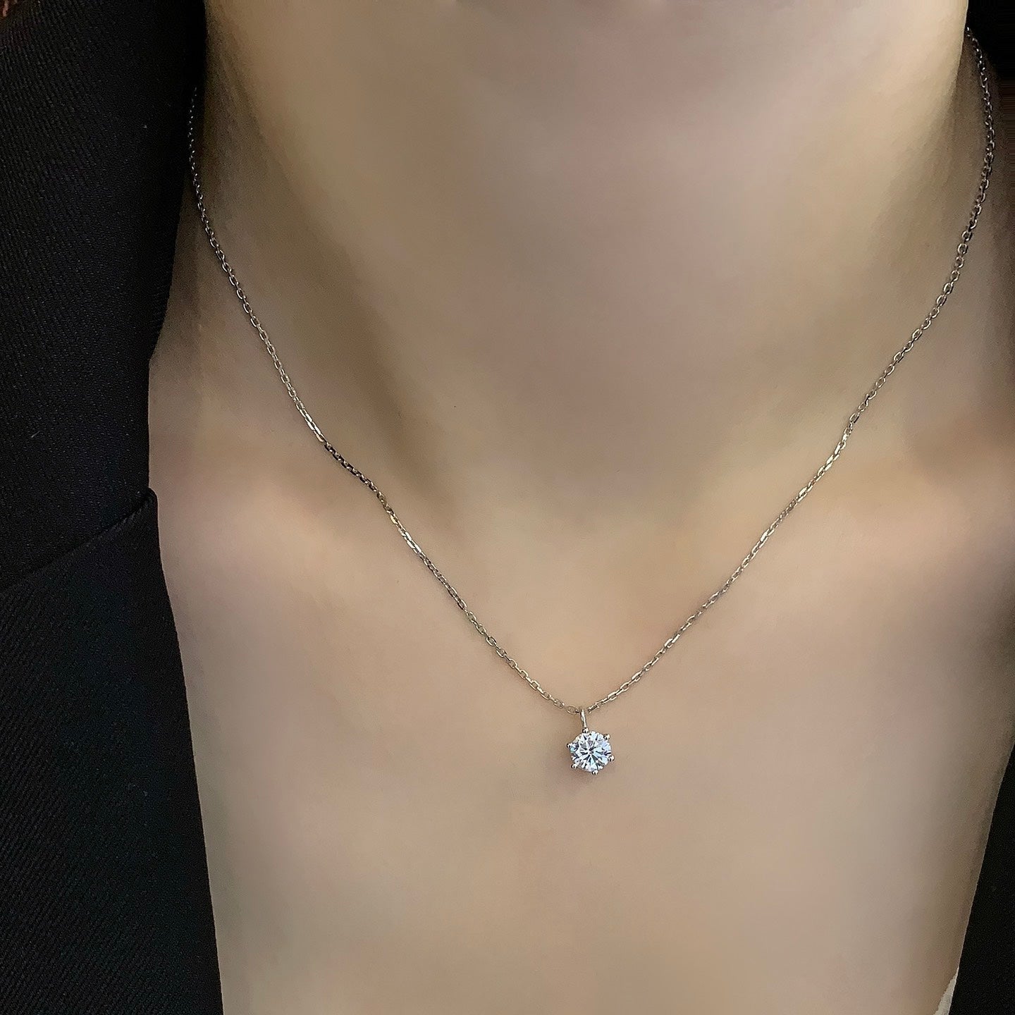 Round 0.60ct Lab Grown Diamond 6 Prong Basket Pendant, D-E-F Color, VVS - VS Clarity - IGI Certified Necklace