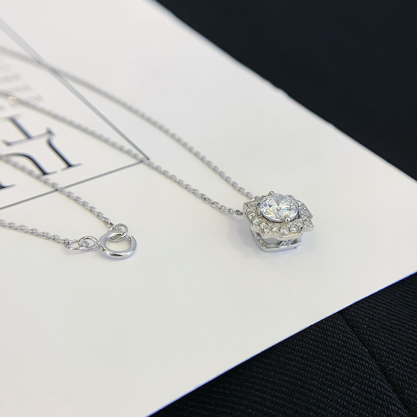 Round 0.65tcw Lab Grown Diamond Vintage Halo Necklace, D-E-F Color, VVS-VS Clarity - IGI Certificate