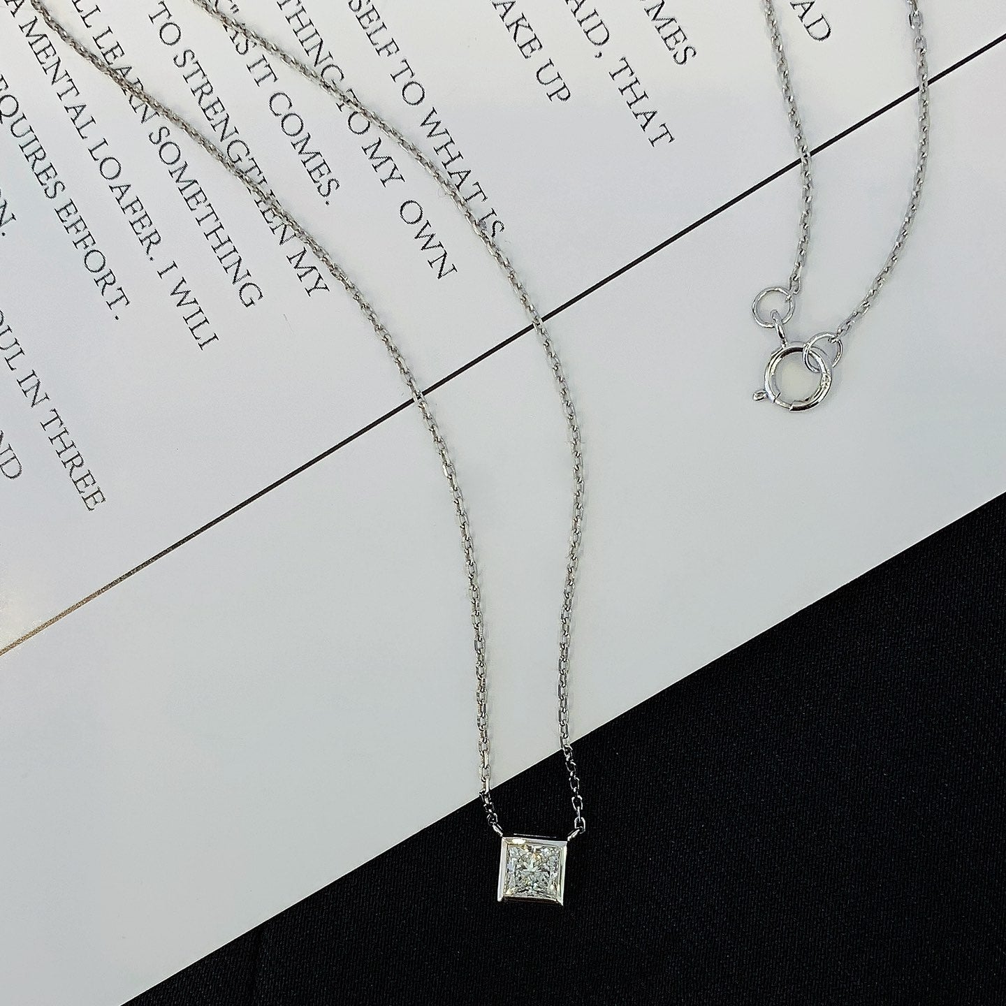 Princess 0.30ct Lab Diamond Bezel Pendant Necklace | IGI Certified | EF VS | Custom Gold