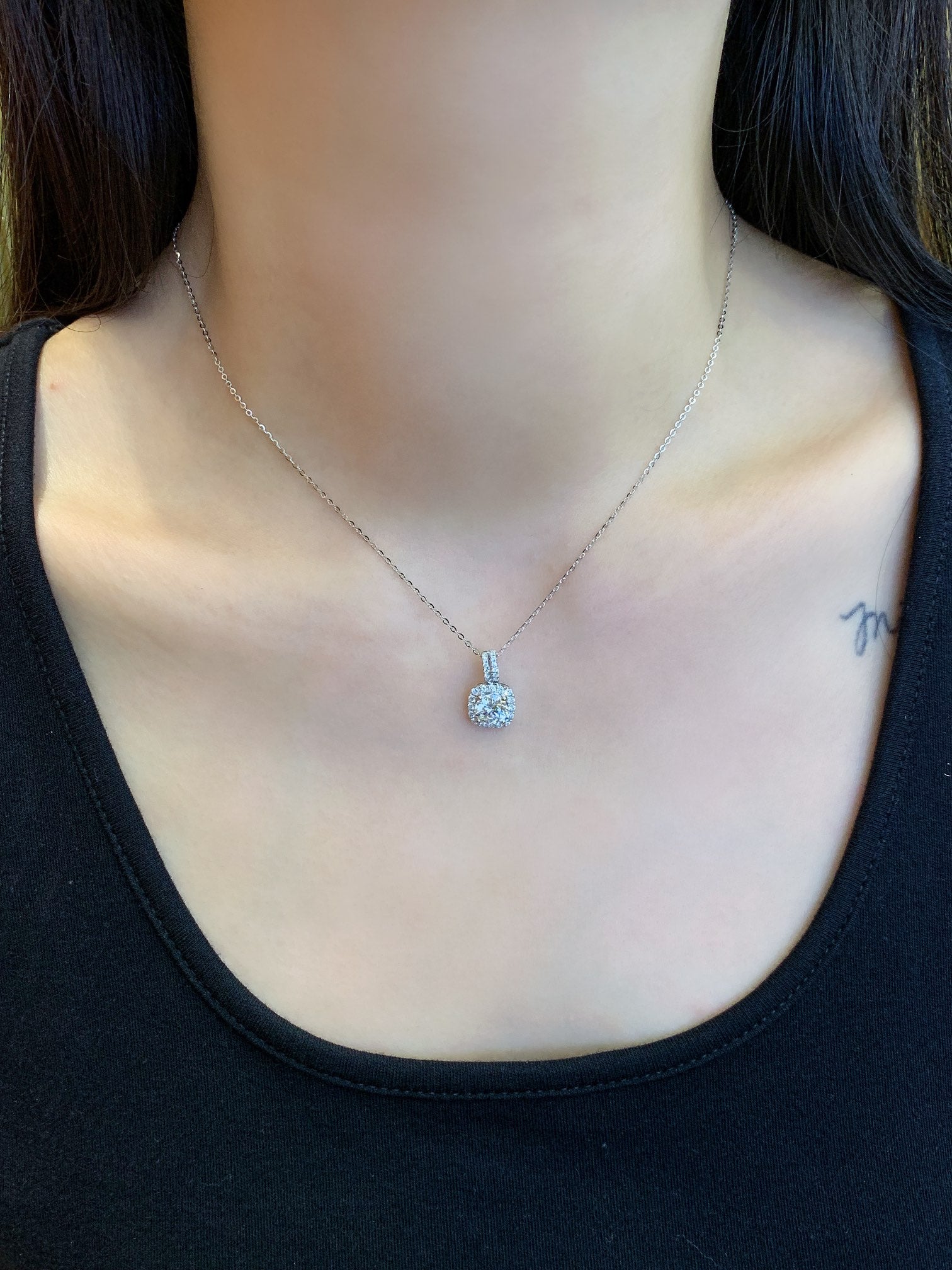 Round 1.30tcw Lab Grown Diamond Square Frame Pendant Necklace, D-E-F Color, VVS-VS Clarity - IGI Certified Necklace