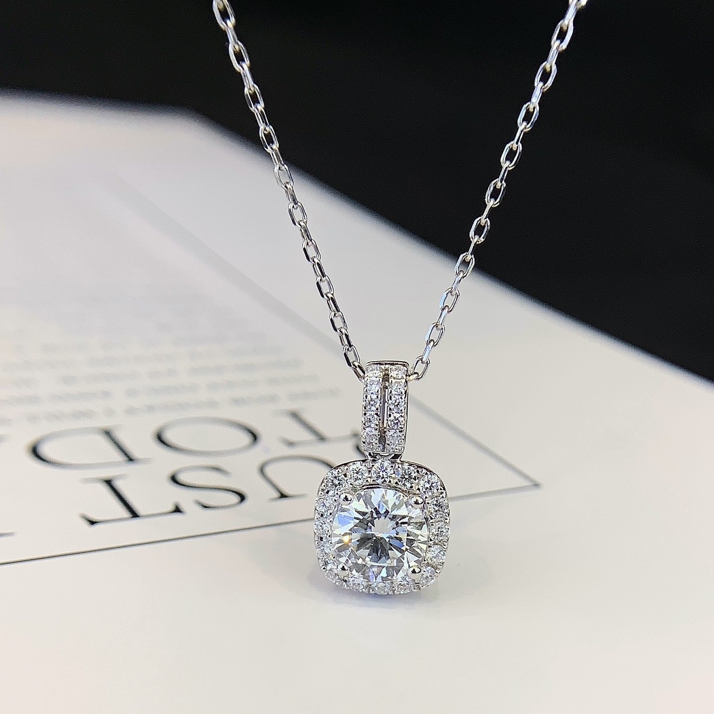 Round 1.30tcw Lab Grown Diamond Square Frame Pendant Necklace, D-E-F Color, VVS-VS Clarity - IGI Certified Necklace