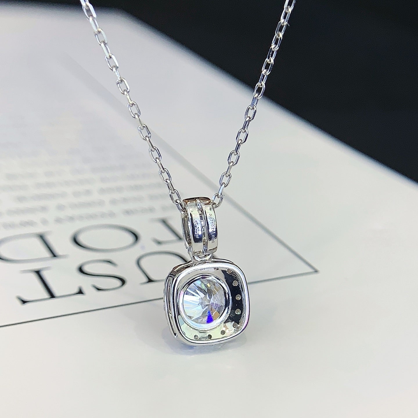 Round 1.30tcw Lab Grown Diamond Square Frame Pendant Necklace, D-E-F Color, VVS-VS Clarity - IGI Certified Necklace