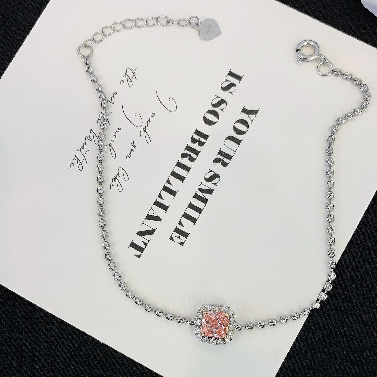 Elegant 1.20tcw Pink Cushion & White Halo Lab Diamond Bracelet | VVS–VS Clarity
