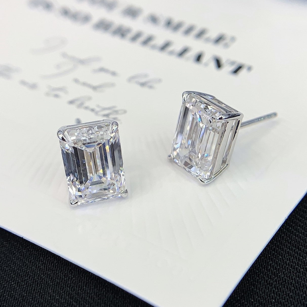 3.00tcw Lab Grown Diamond Emerald Stud Earring, D-E-F Color, VVS-VS Clarity