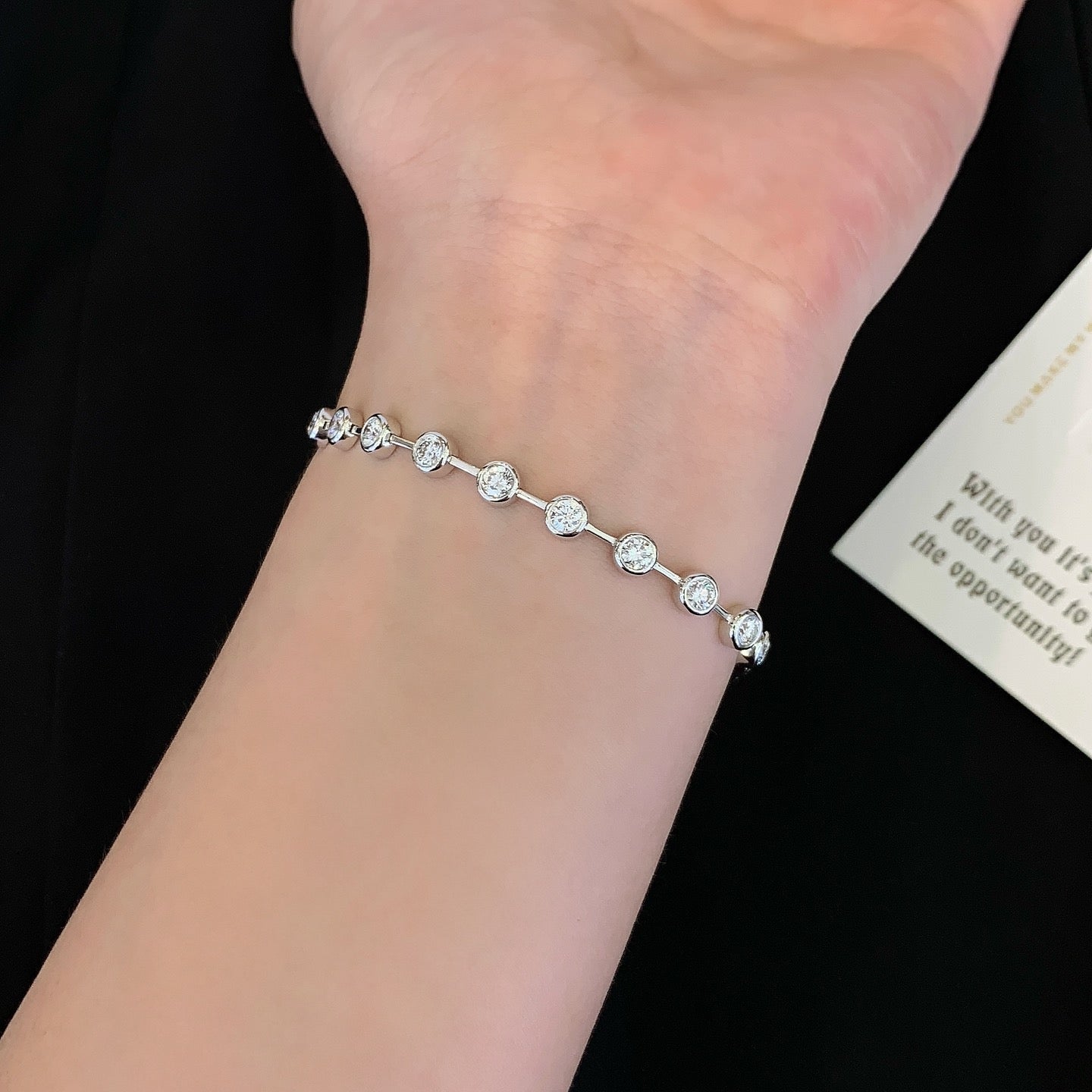 Round 2.50tcw Lab Grown Diamond White Gold Bezel Style Tennis Bracelet, EF Color, VS Clarity