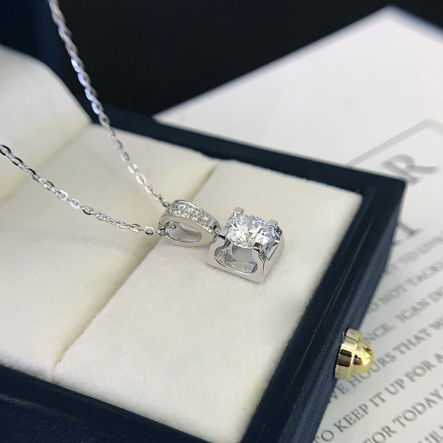 Round 1.10tcw Lab Grown Diamond C De Cartier Set Pendant Necklace, D-E-F Color, VVS-VS Clarity