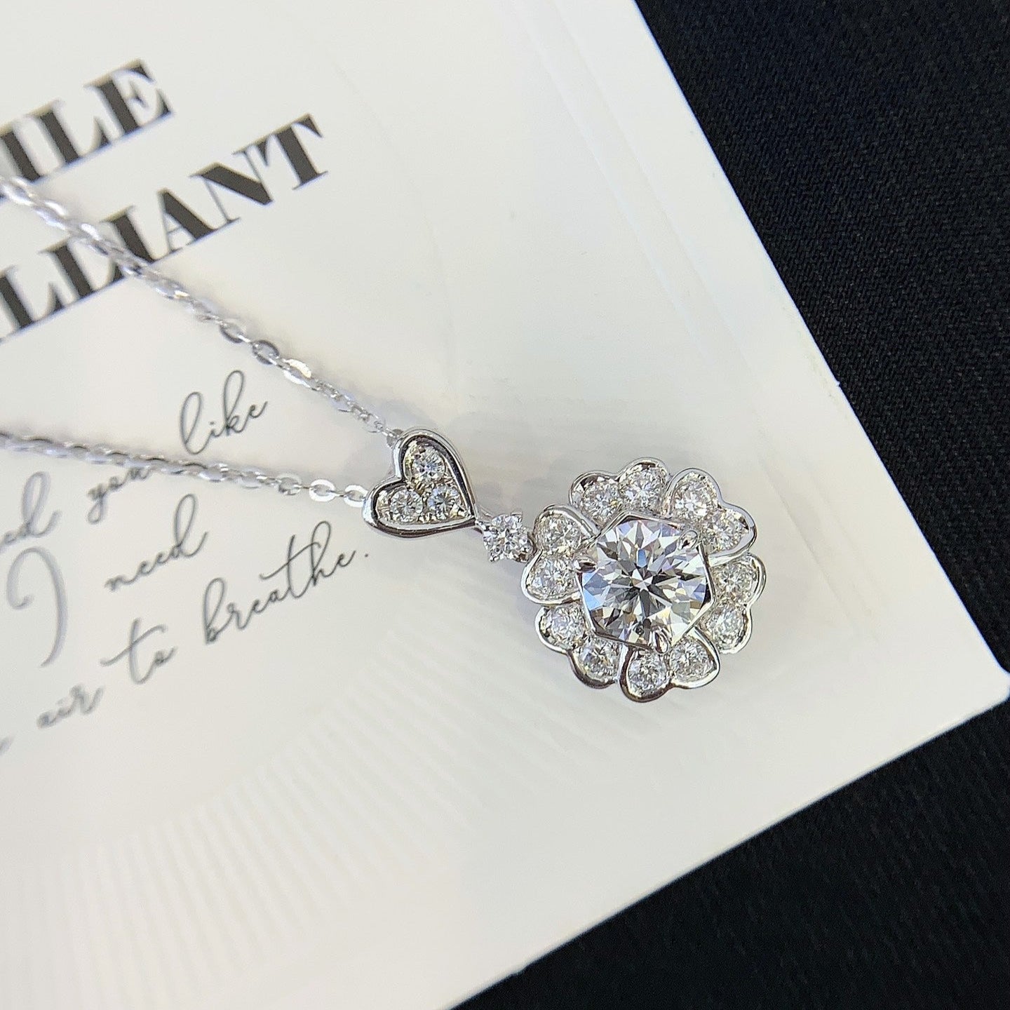 Round 2.50tcw Lab Grown Diamond Unique Flower Pendant Necklace, D-E-F Color, VVS-VS Clarity - IGI Certified Necklace