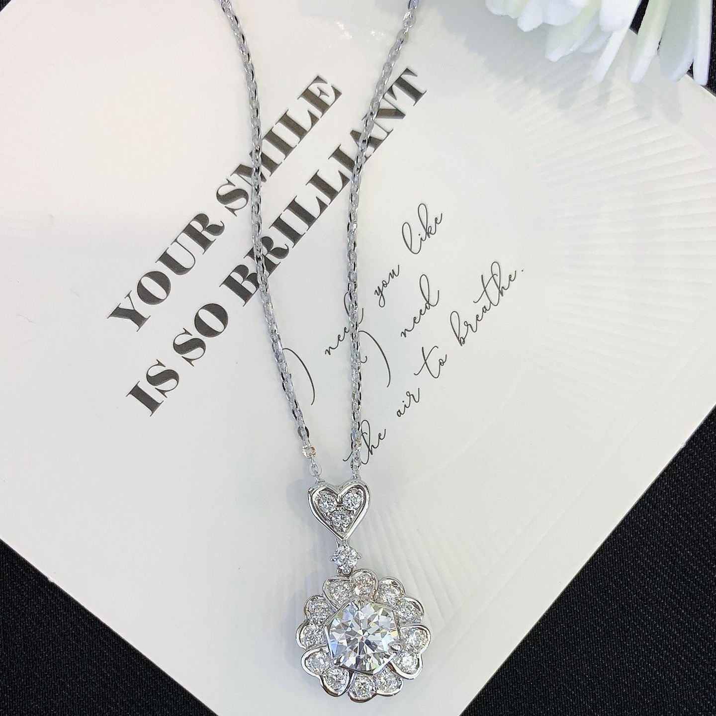 Round 2.50tcw Lab Grown Diamond Unique Flower Pendant Necklace, D-E-F Color, VVS-VS Clarity - IGI Certified Necklace