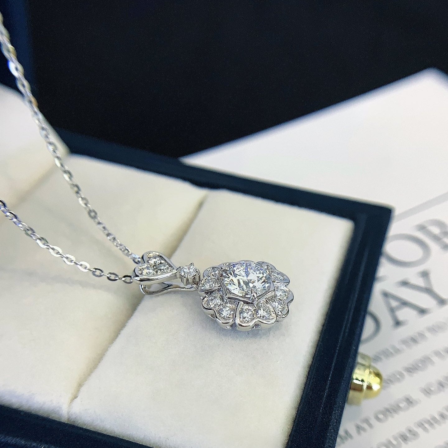 Round 2.50tcw Lab Grown Diamond Unique Flower Pendant Necklace, D-E-F Color, VVS-VS Clarity - IGI Certified Necklace