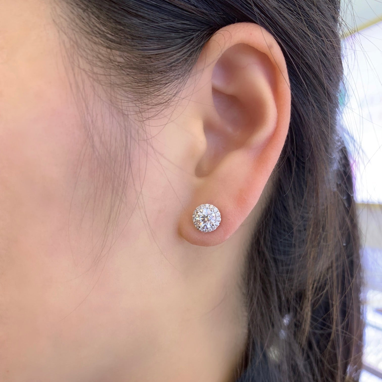 1.40tcw Lab Grown Diamond Round Halo Set Stud Earring, D-E-F Color, VVS-VS Clarity