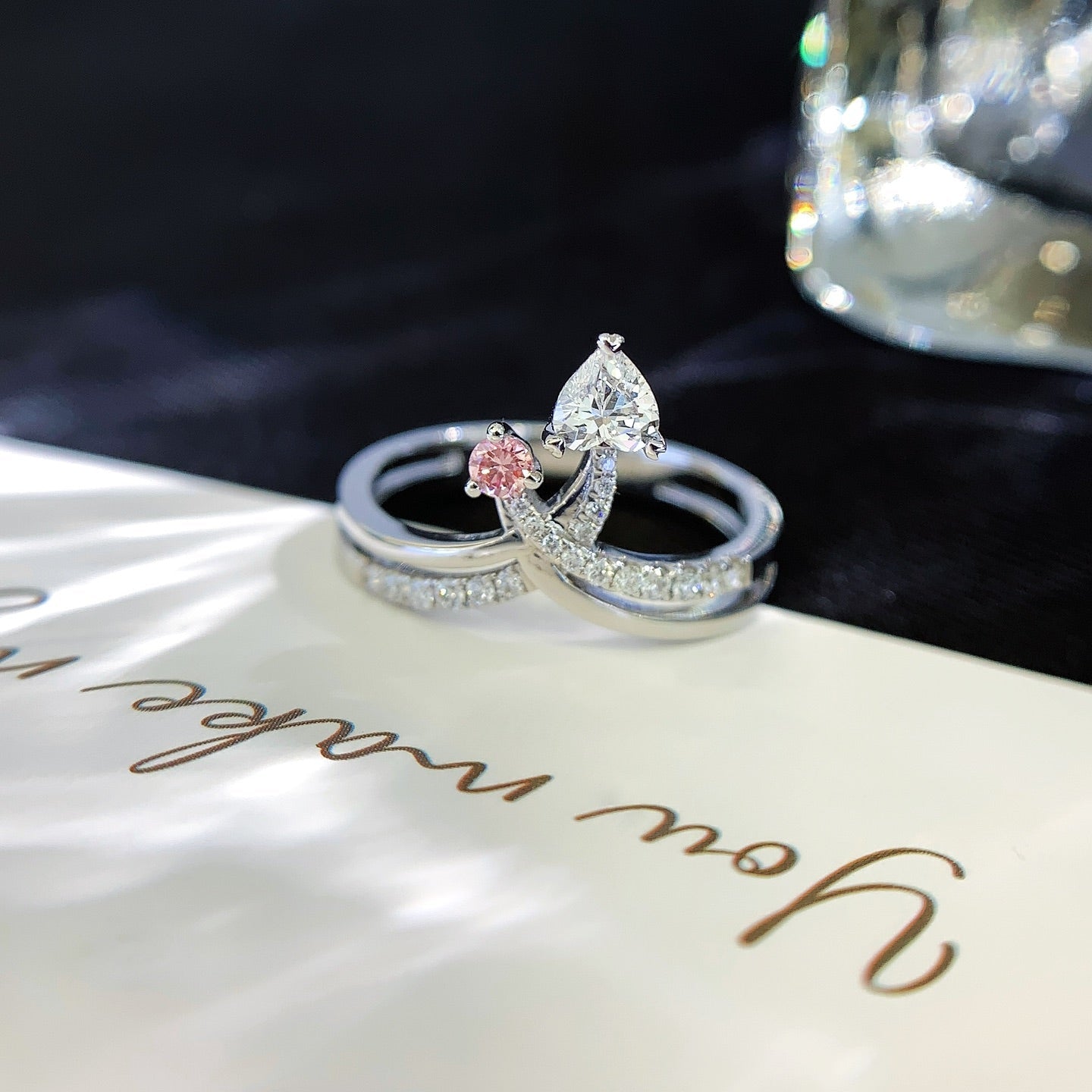 1.00tcw Heart & Fancy Round Lab Diamond Toi Et Moi Ring | Double Band | IGI Certified | White Gold