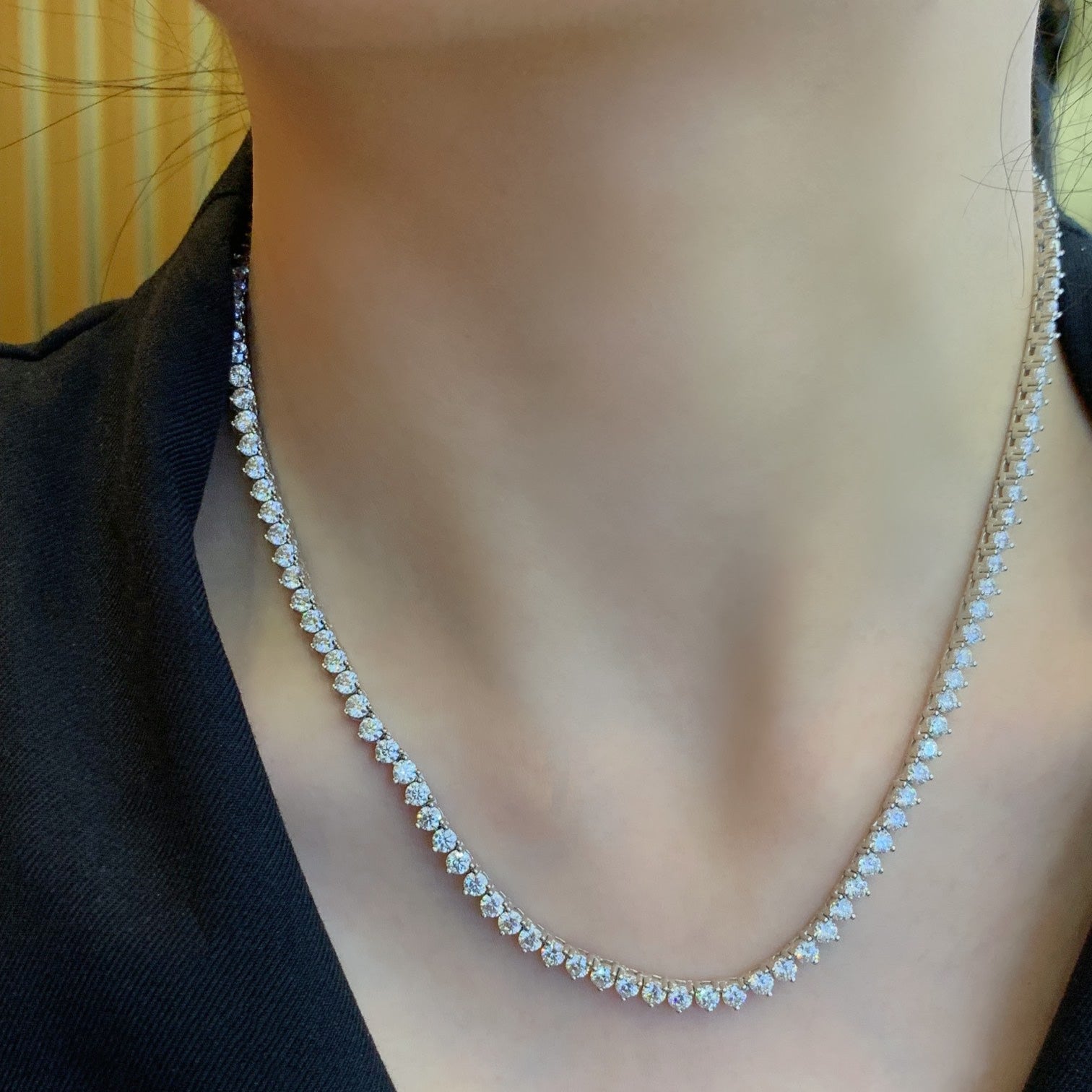 Round 12.30tcw Lab Diamond Tennis Necklace | IGI Certified | EF VS | 10k/14k/18k Gold
