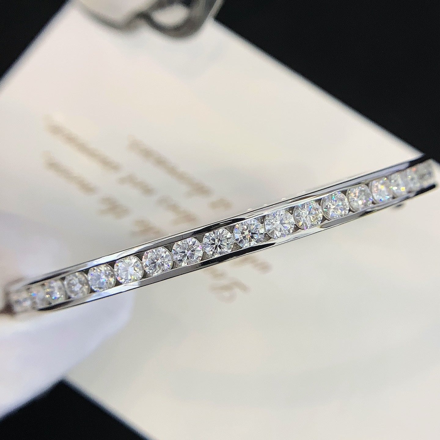 Round 8.50tcw Lab Grown Diamond White Gold Bangle Bracelet, EF Color, VS Clarity - IGI Certified Bracelet