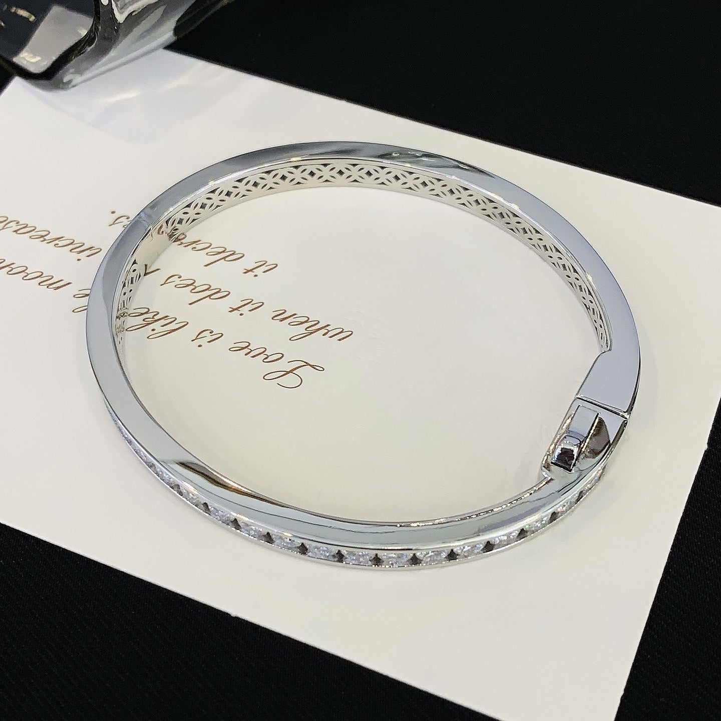Round 8.50tcw Lab Grown Diamond White Gold Bangle Bracelet, EF Color, VS Clarity - IGI Certified Bracelet