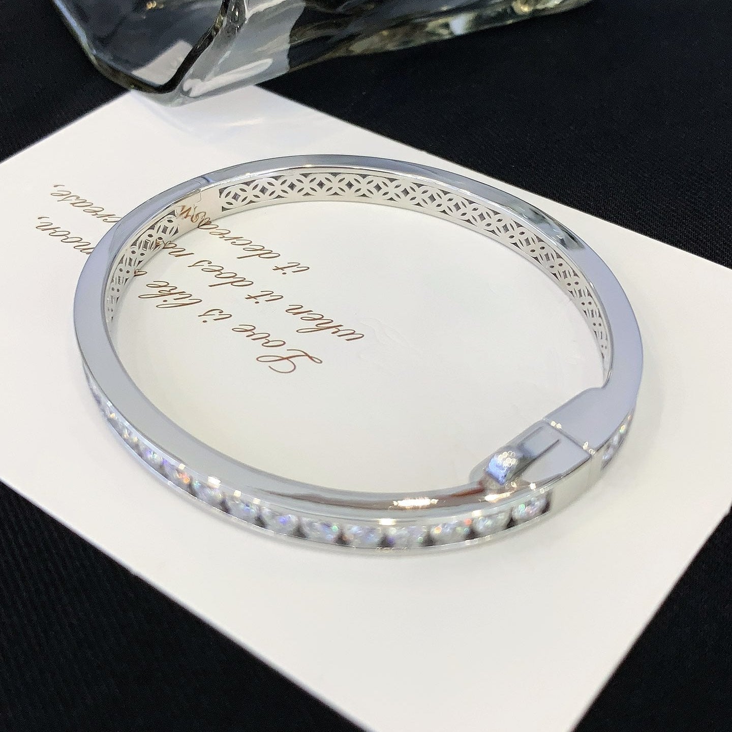 Round 8.50tcw Lab Grown Diamond White Gold Bangle Bracelet, EF Color, VS Clarity - IGI Certified Bracelet