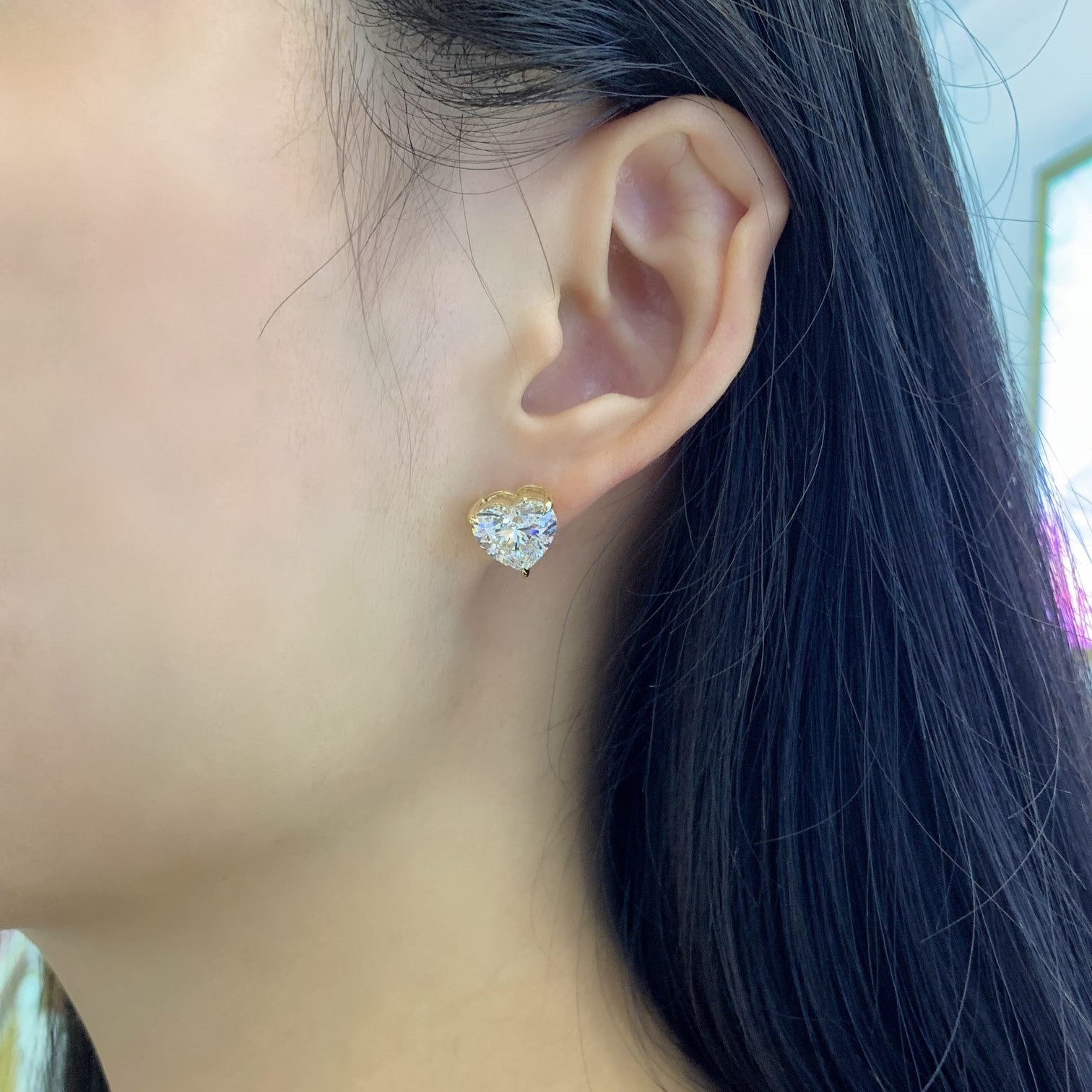 8.00tcw Lab Grown Diamond Heart Stud Earring, D-E-F Color, VVS-VS Clarity