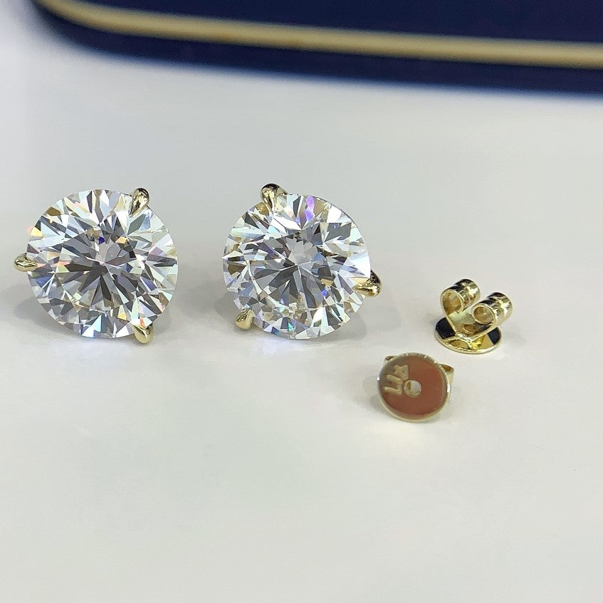 8.00tcw Lab Grown Diamond Round Stud earring, D-E-F Color, VVS-VS Clarity