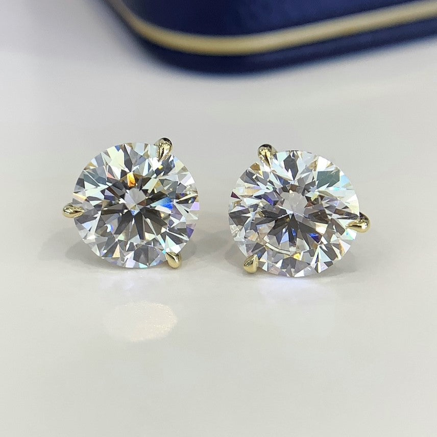 8.00tcw Lab Grown Diamond Round Stud earring, D-E-F Color, VVS-VS Clarity