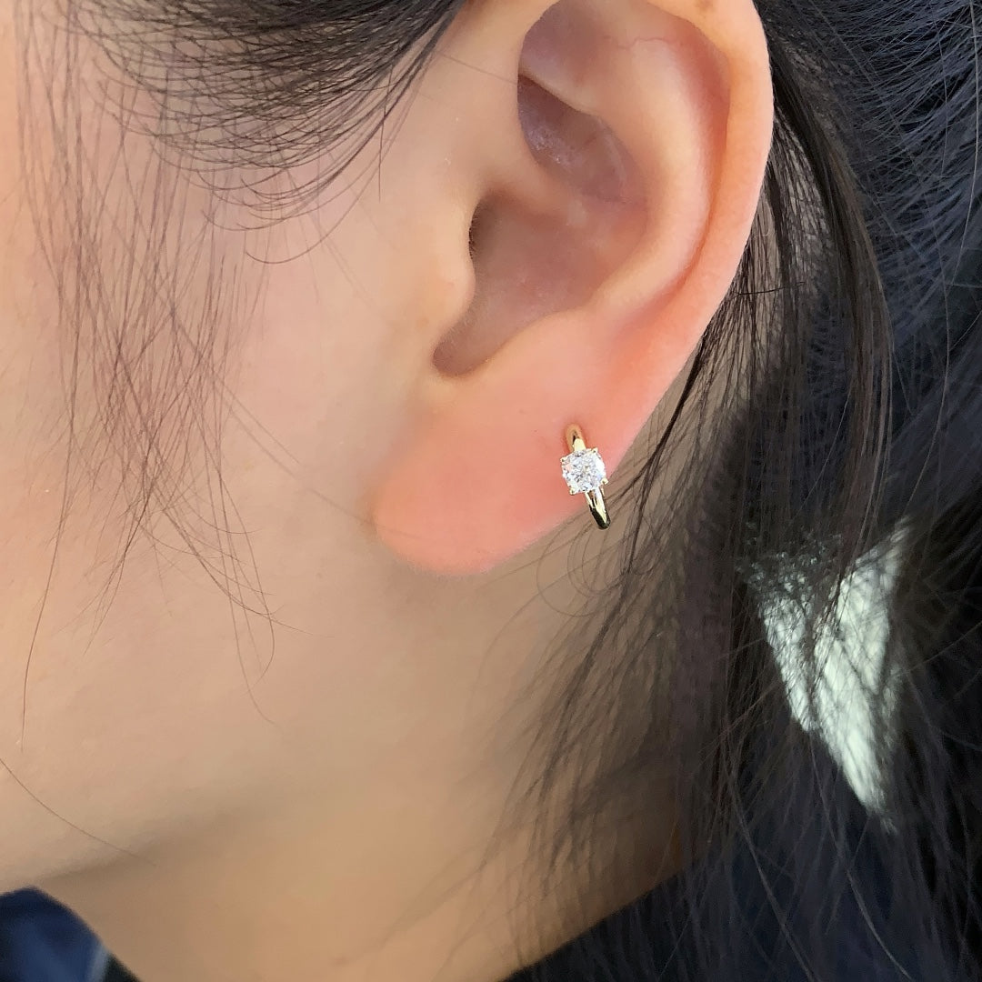 0.40tcw Lab Grown Diamond Cushion Hoop Earring, EF Color, VS Clarity