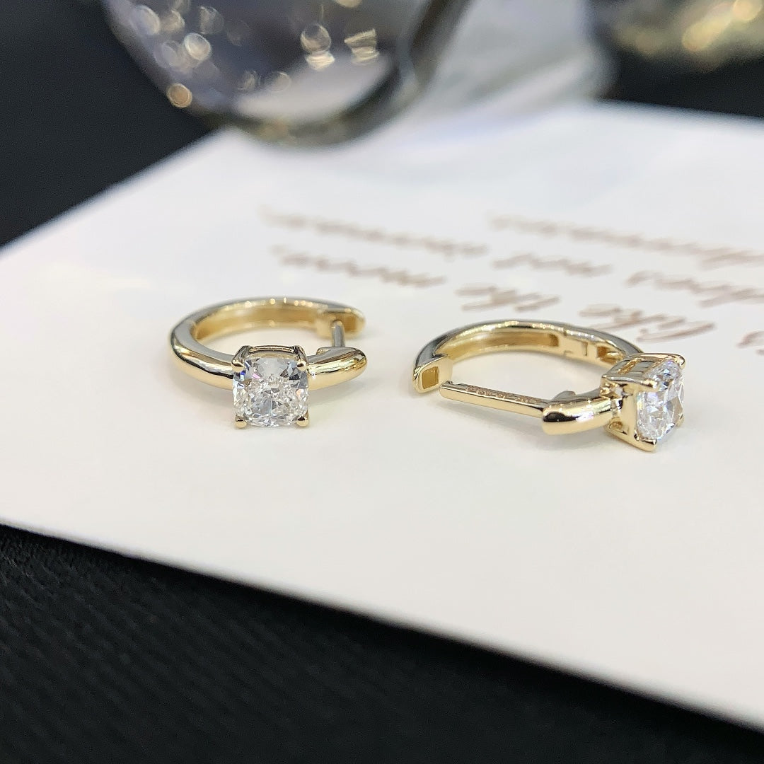 0.40tcw Lab Grown Diamond Cushion Hoop Earring, EF Color, VS Clarity