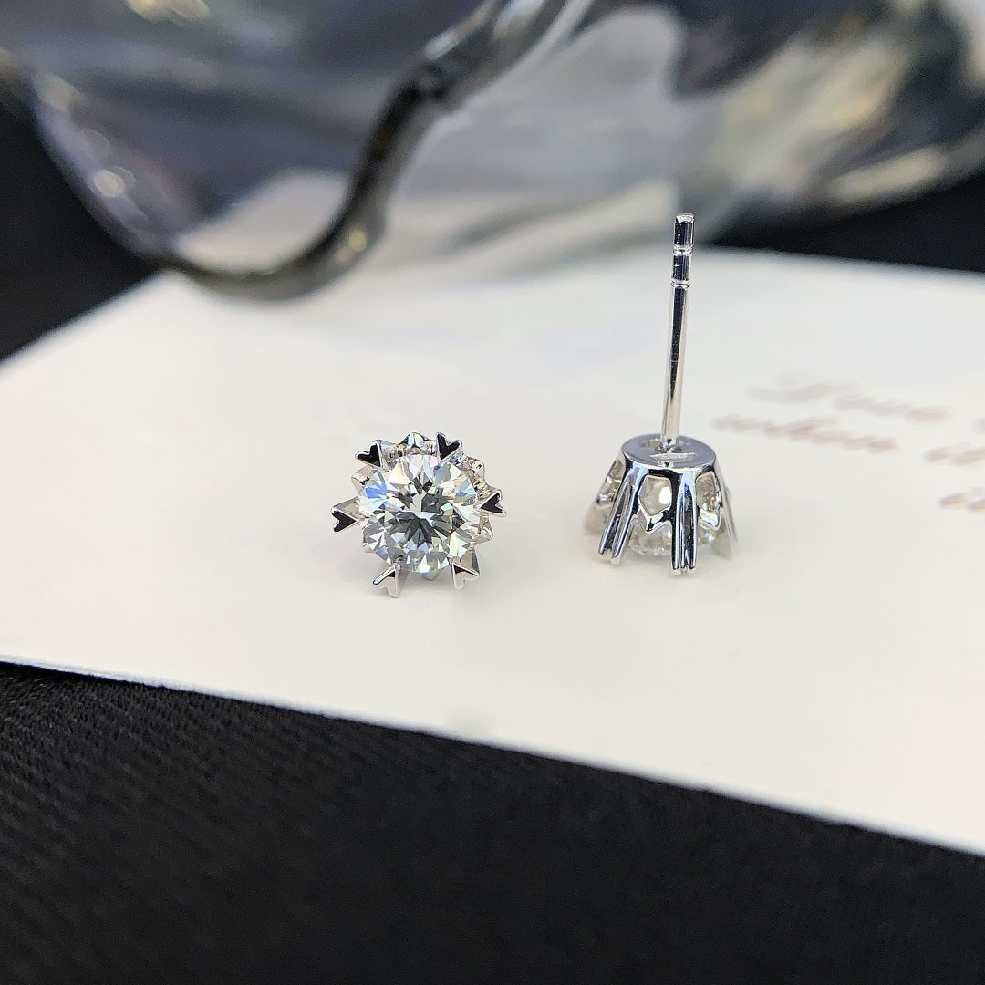1.00tcw Lab Grown Diamond Round Floral Stud Earring, D-E-F Color, VVS-VS Clarity