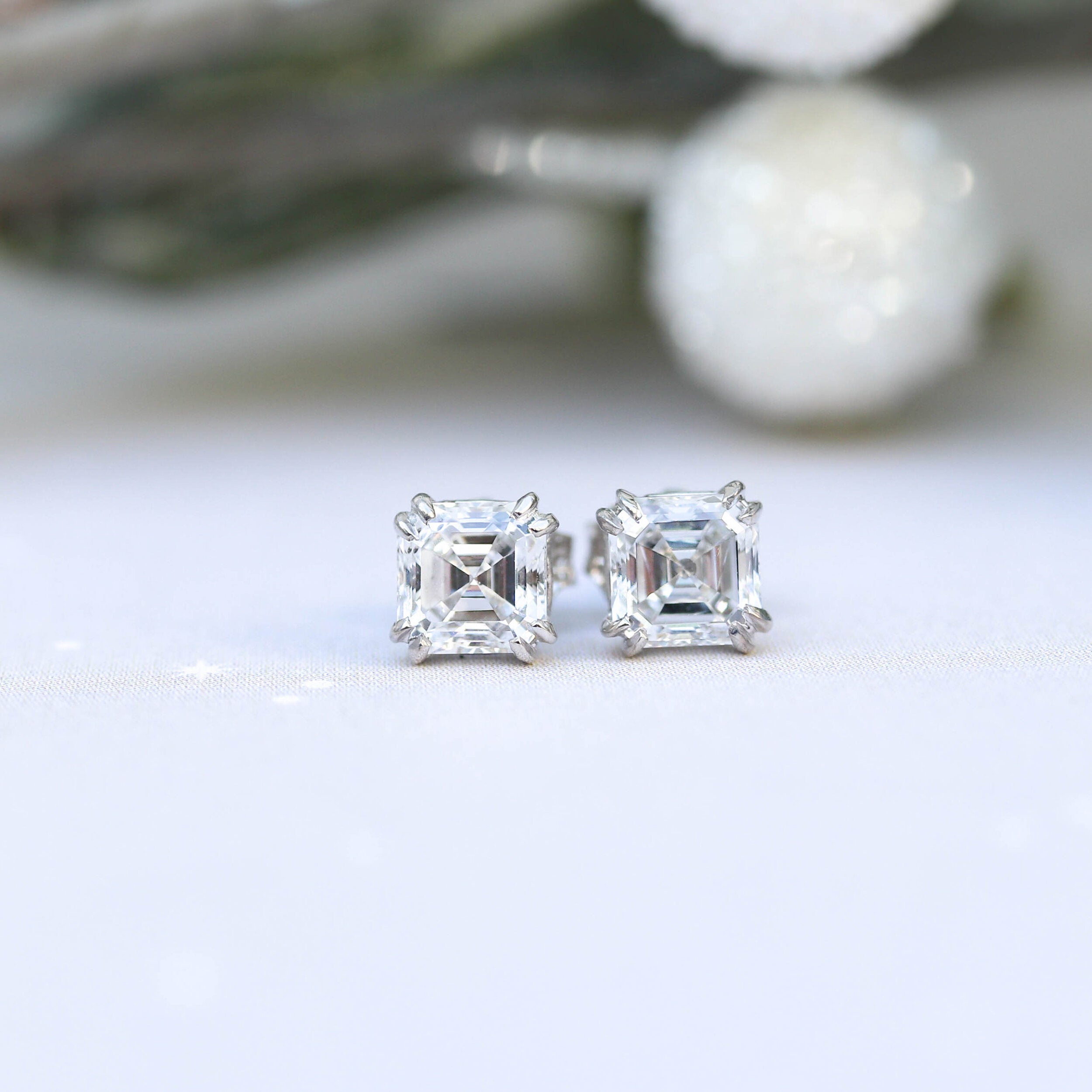 18k White Gold Plated Sterling Silver Princess Cut Cubic Zirconia Stud  Earrings Square Simulated Diamond Cz Stud Earrings For Women Men  Hypoallergenic | Fruugo NO