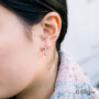 Earring with diamonds on a woman.