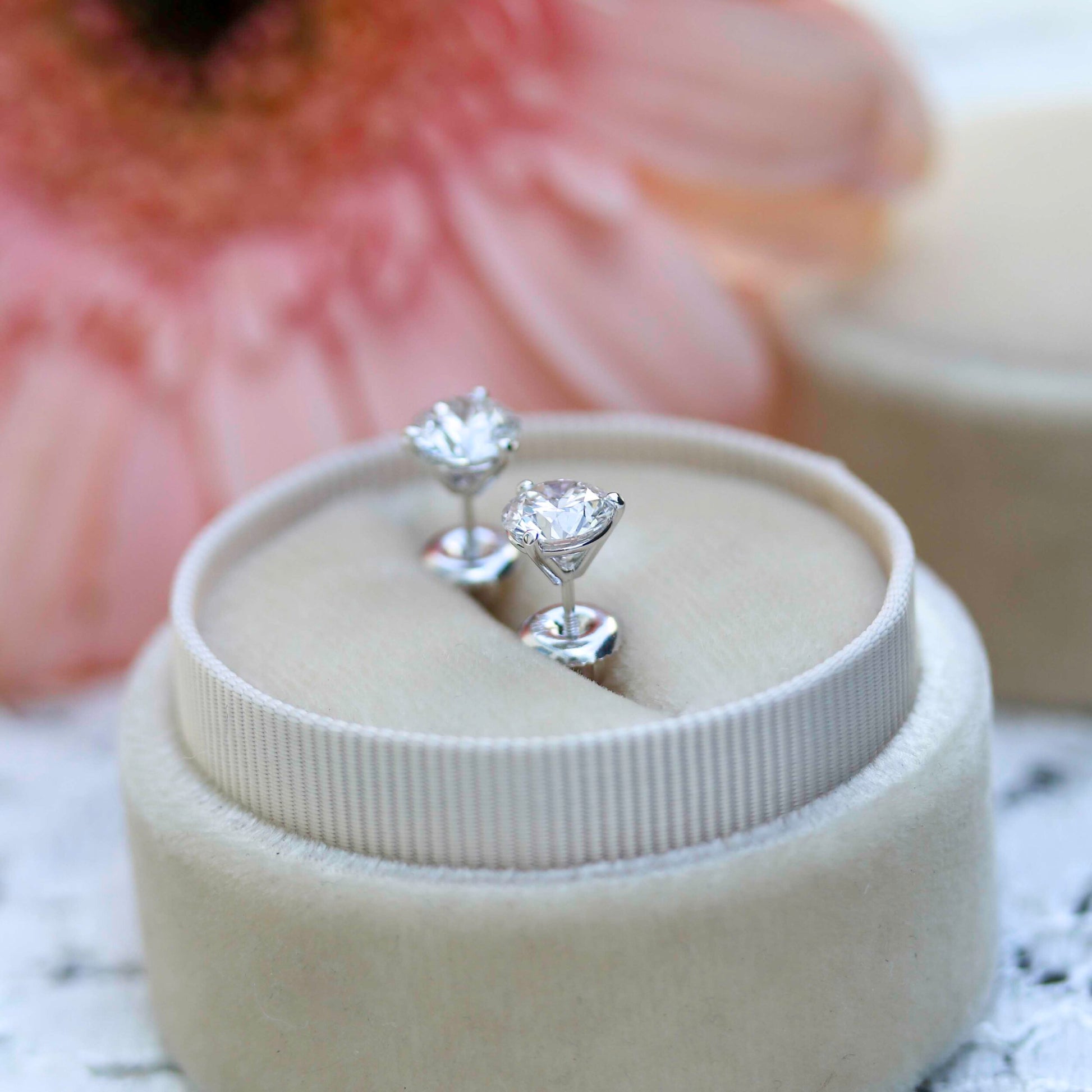 Round Lab Grown Diamond Studs 3 Prong EF Color, VS Clarity, IGI Certified