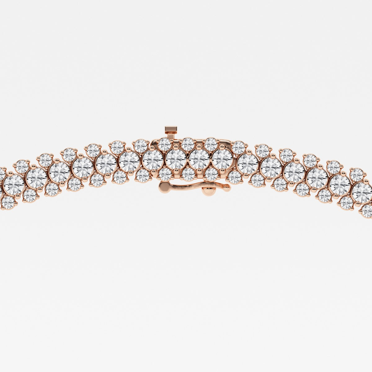 Round Lab Grown Diamond Multi row Tennis Necklaces, EF Color, VS Clarity, IGI Certified