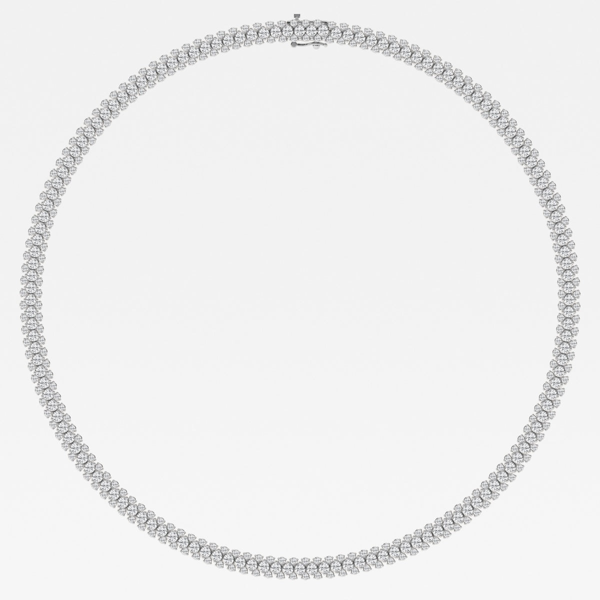Round Lab Grown Diamond Multi row Tennis Necklaces, EF Color, VS Clarity, IGI Certified