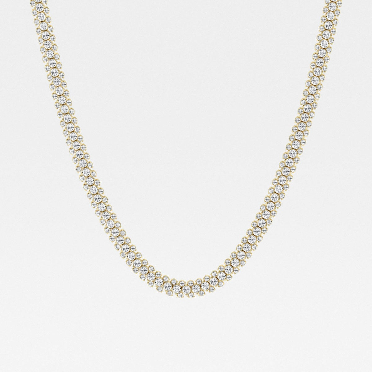 Round Lab Grown Diamond Multi row Tennis Necklaces, EF Color, VS Clarity, IGI Certified