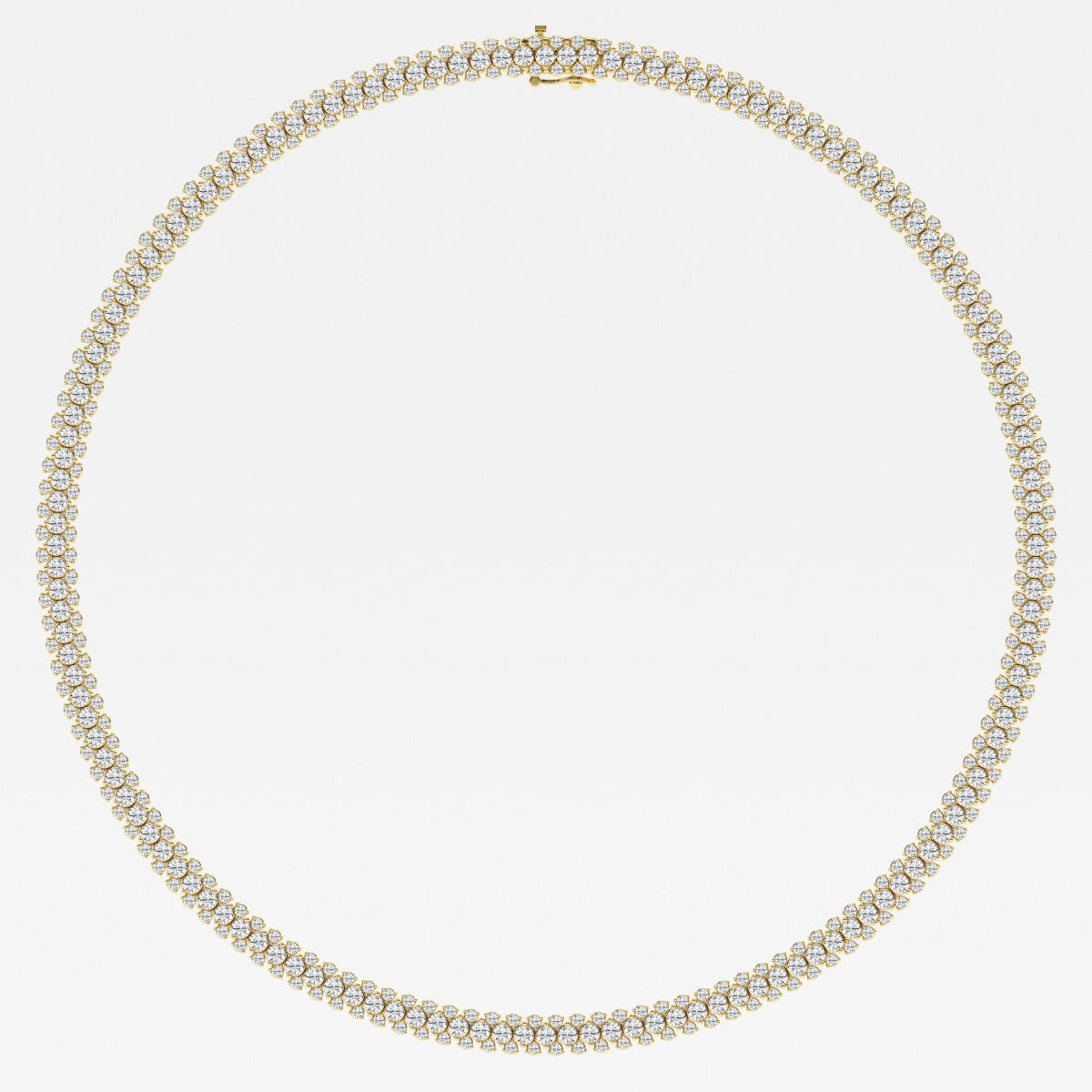 Round Lab Grown Diamond Multi row Tennis Necklaces, EF Color, VS Clarity, IGI Certified