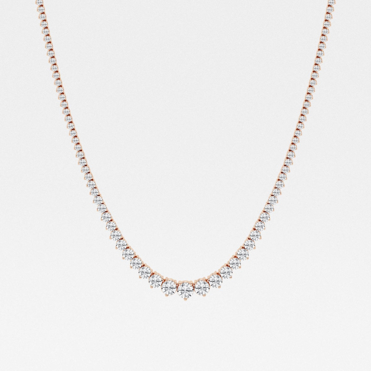 Round Lab Grown Diamond Tennis Necklace, EF Color, VS Clarity, IGI Certified