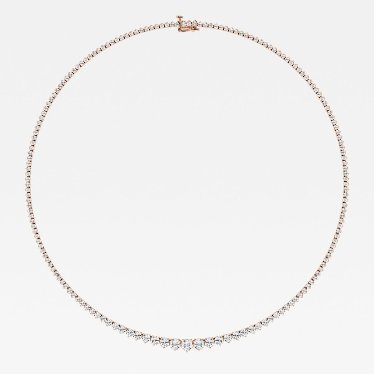 Round Lab Grown Diamond Tennis Necklace, EF Color, VS Clarity, IGI Certified