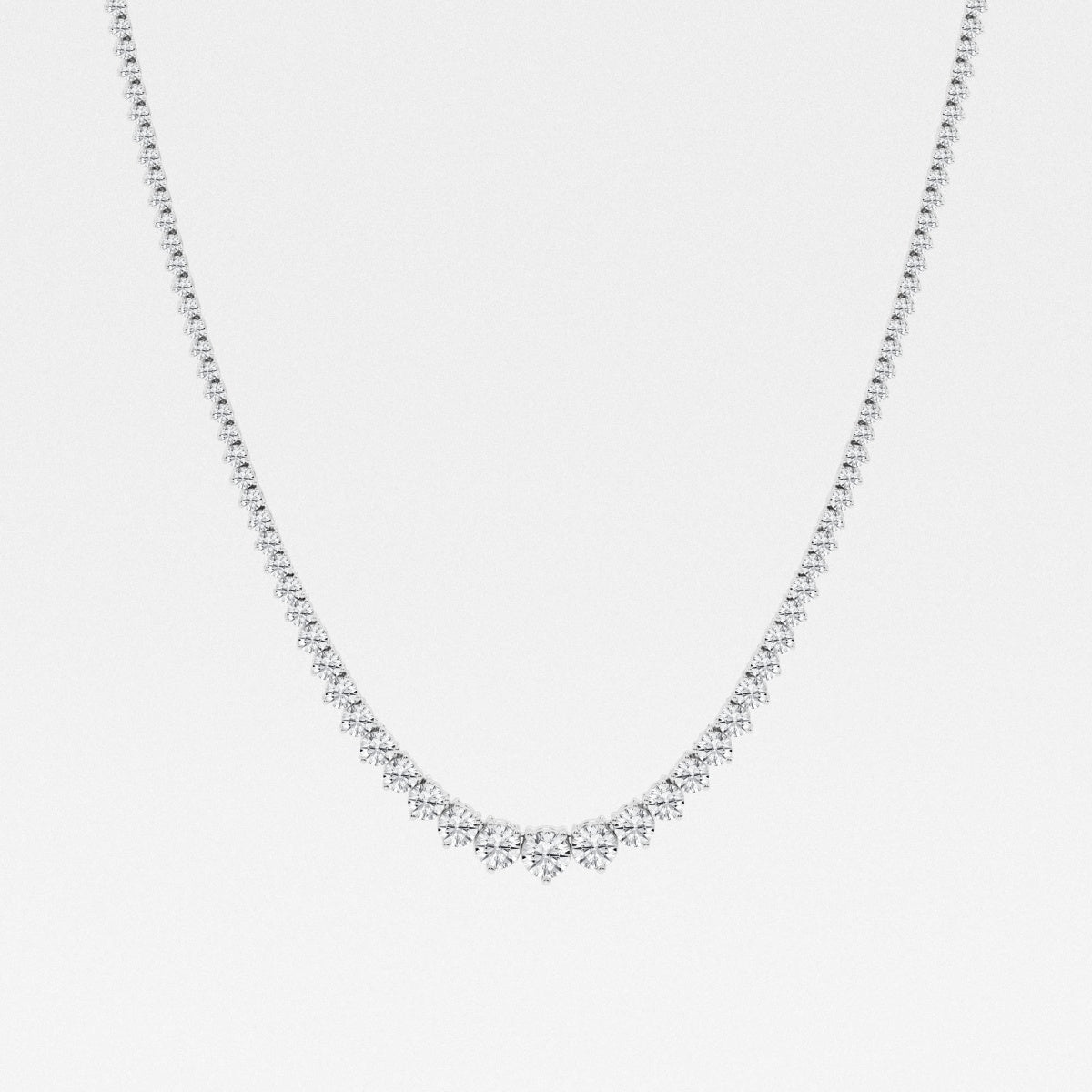 Round Lab Grown Diamond Tennis Necklace, EF Color, VS Clarity, IGI Certified