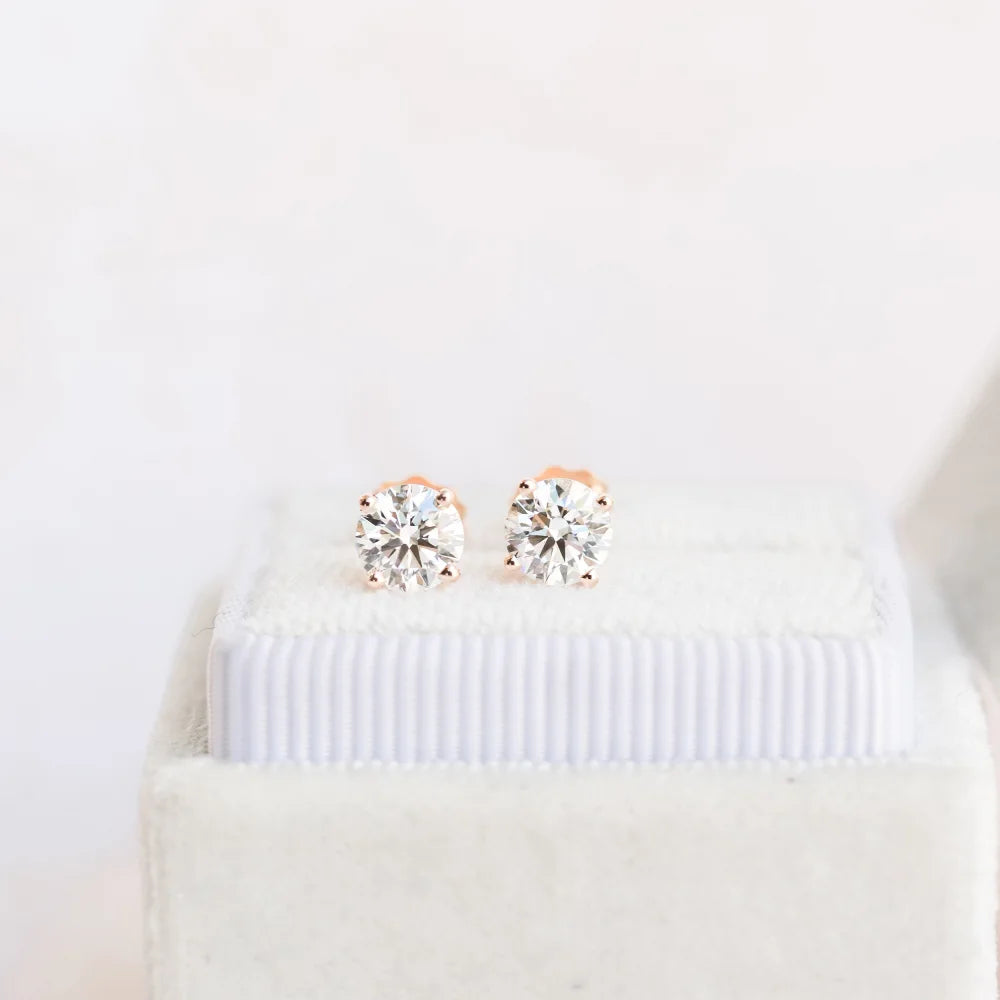 Round Lab Grown Diamond Stud Earring, EF Color, VS Clarity, IGI Certified