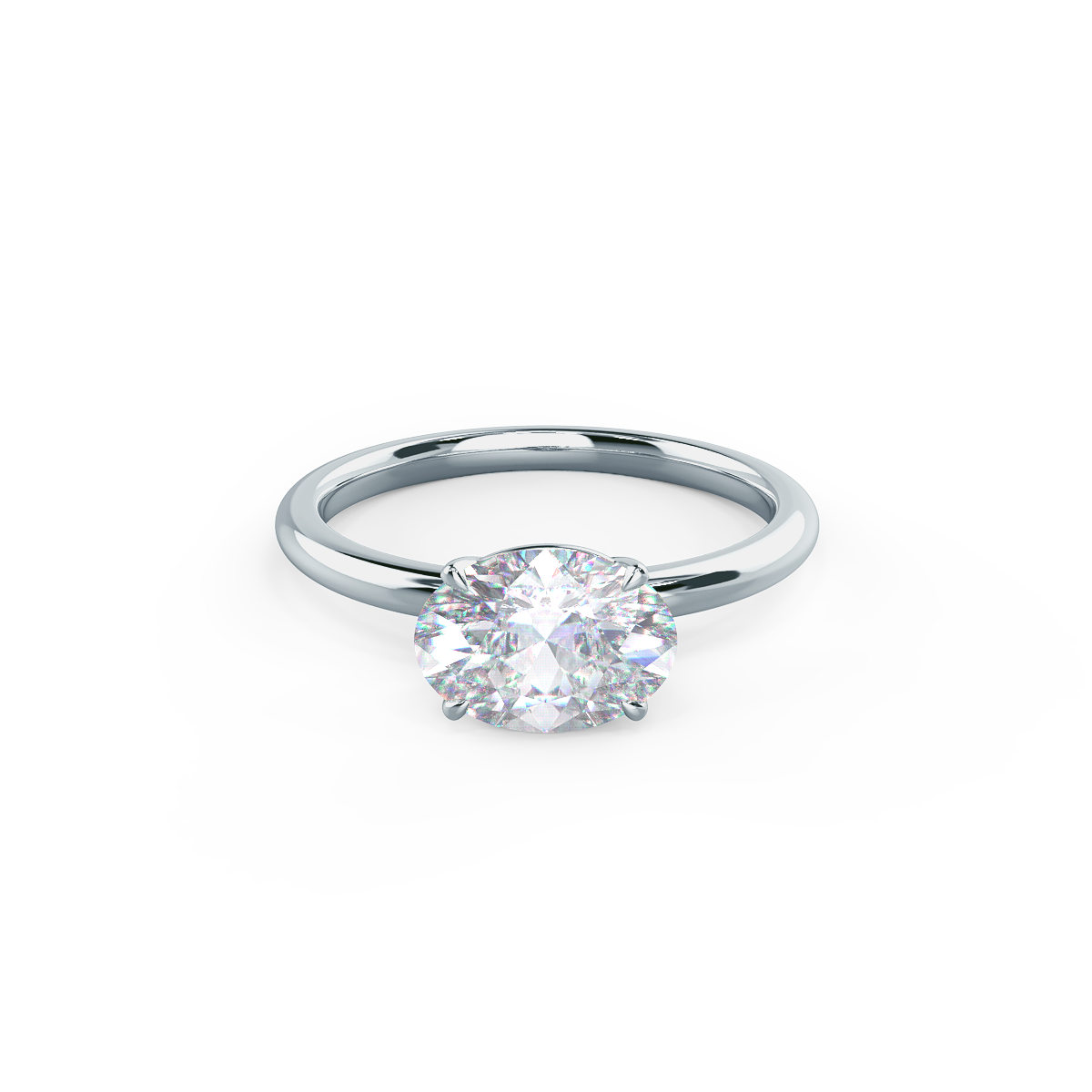 OVAL EAST-WEST SOLITAIRE Lab grown Diamond Ring DEF Color VS+ Clarity