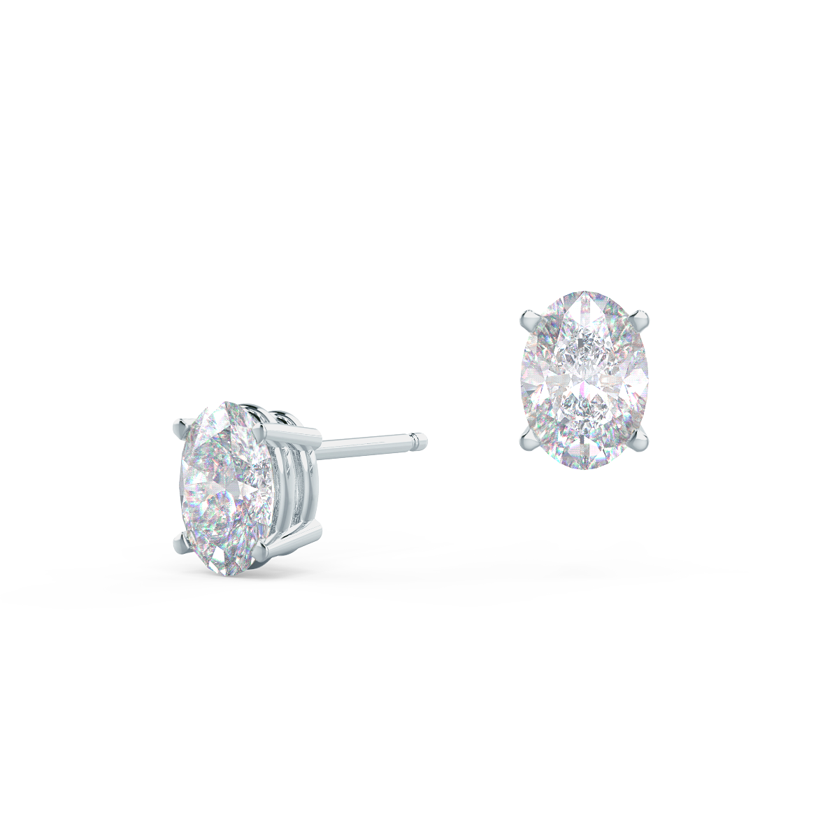 Oval Lab Grown Diamond Stud Solitaire Earring, EF Color, VS Clarity, IGI Certified