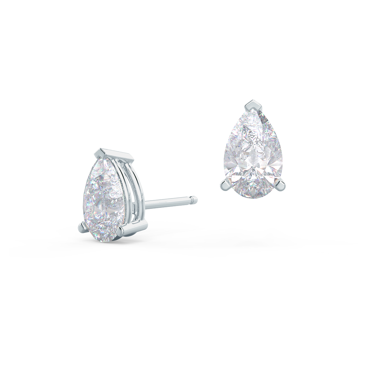 Pear Lab Grown Diamond Stud Solitaire Earrings, EF Color, VS Clarity, IGI Certified