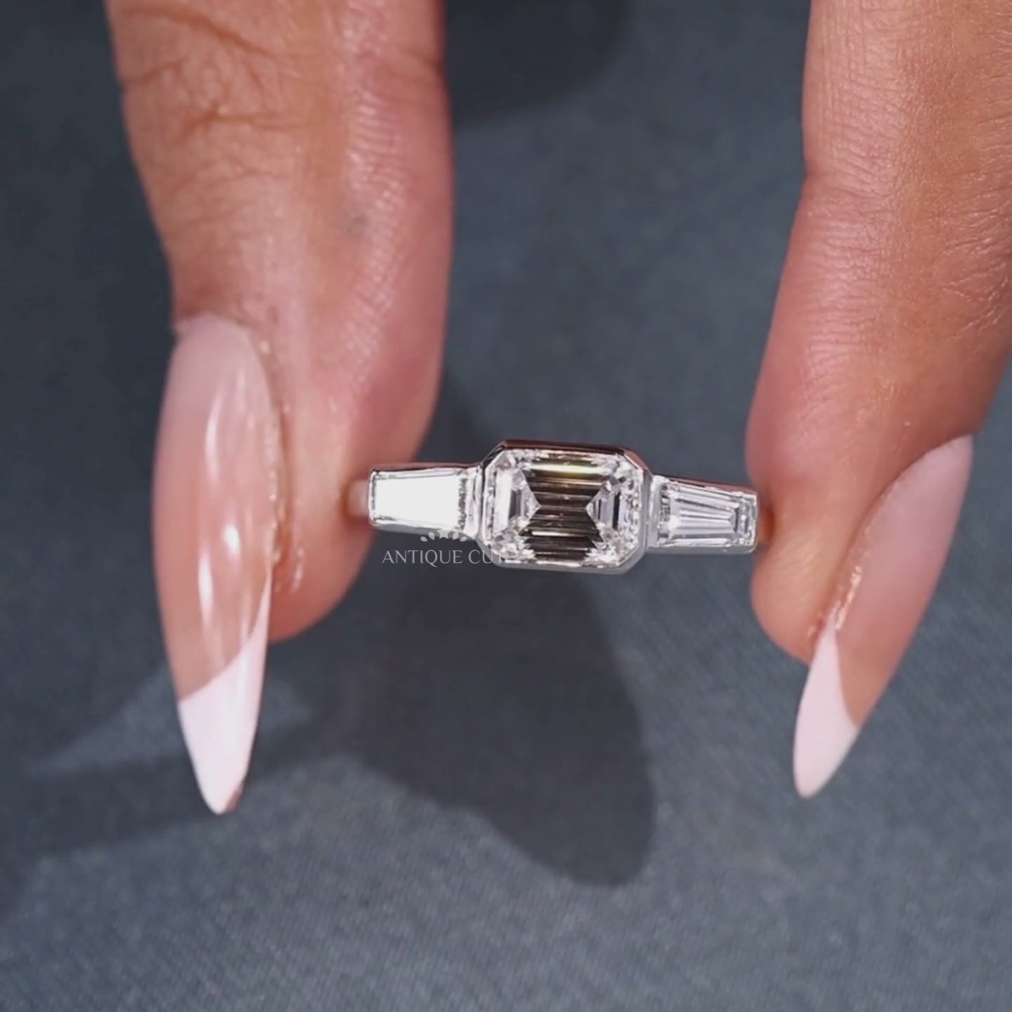 White Gold Emerald Cut Diamond Ring