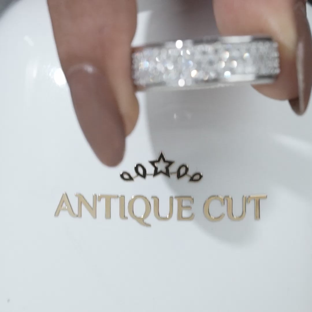 White gold round diamond band with lab grown diamonds