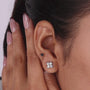 White gold diamond stud earrings close up