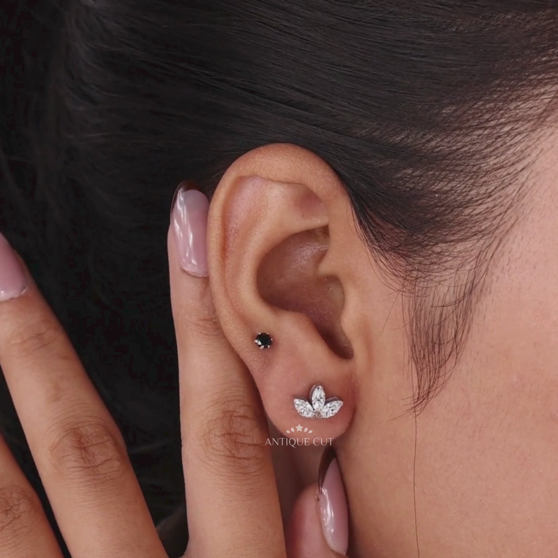 White gold marquise cut lab grown diamond earrings