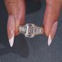 Lab grown emerald cut diamond engagement ring
