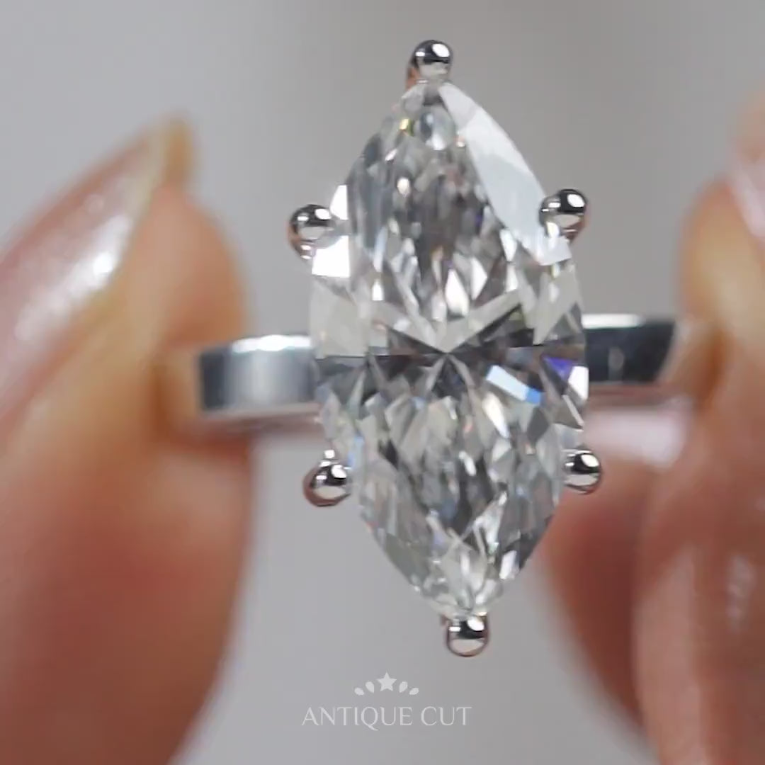 White gold marquise diamond solitaire ring