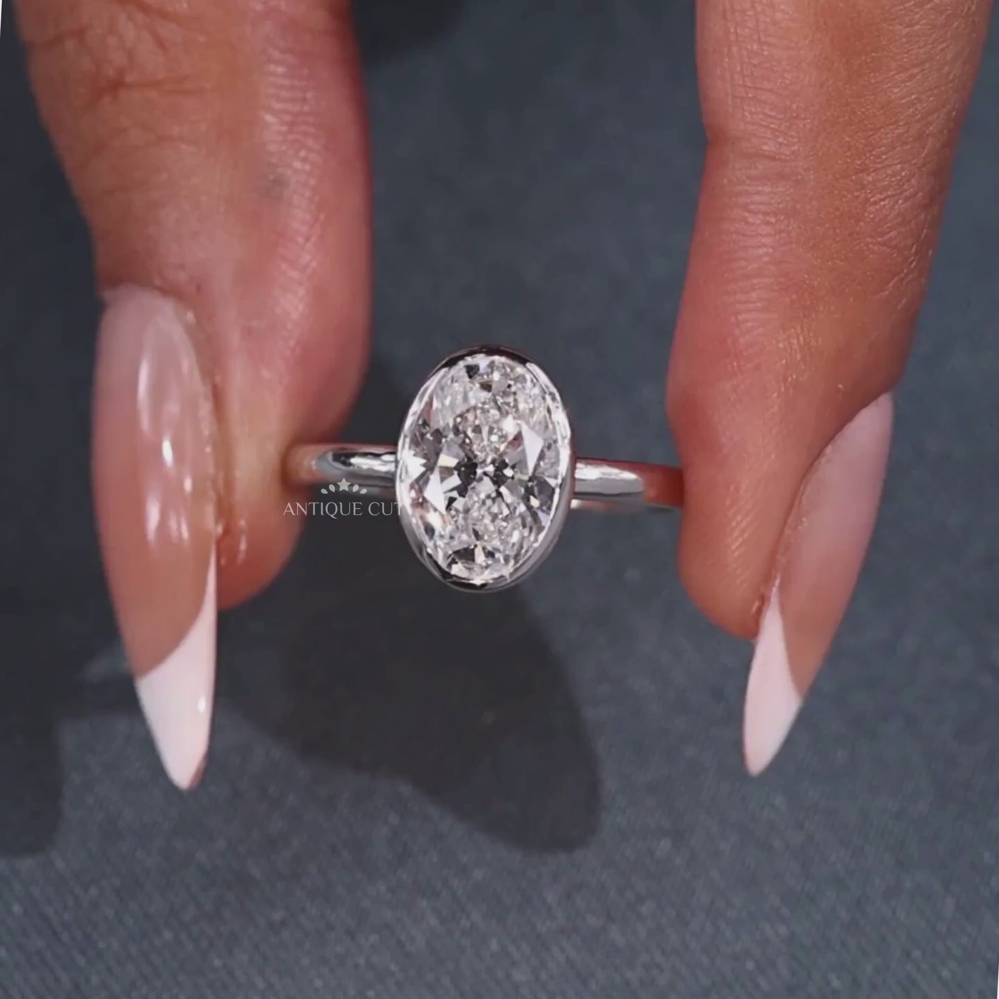 White gold oval cut diamond engagement ring for women