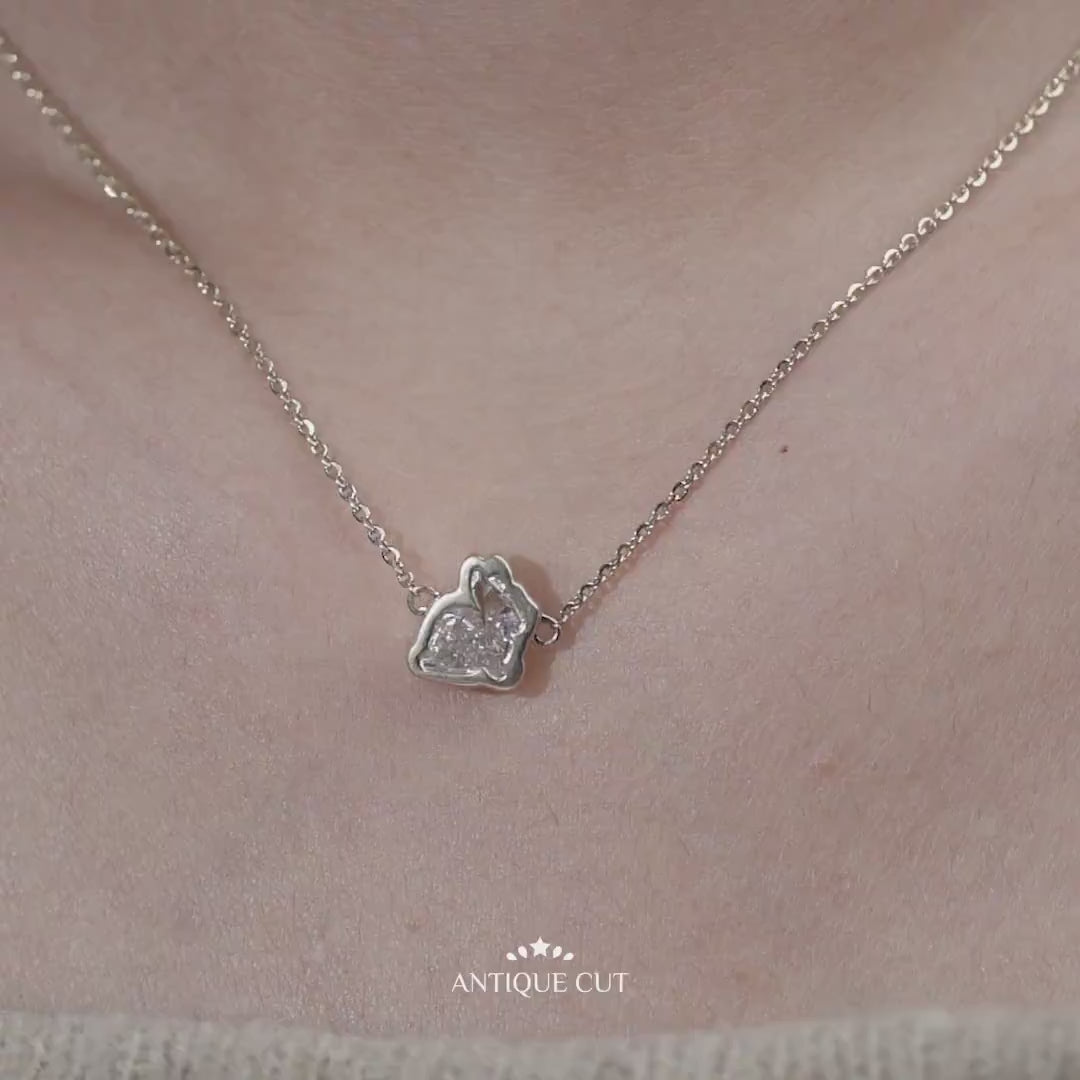 Lab grown diamond rabbit pendant necklace