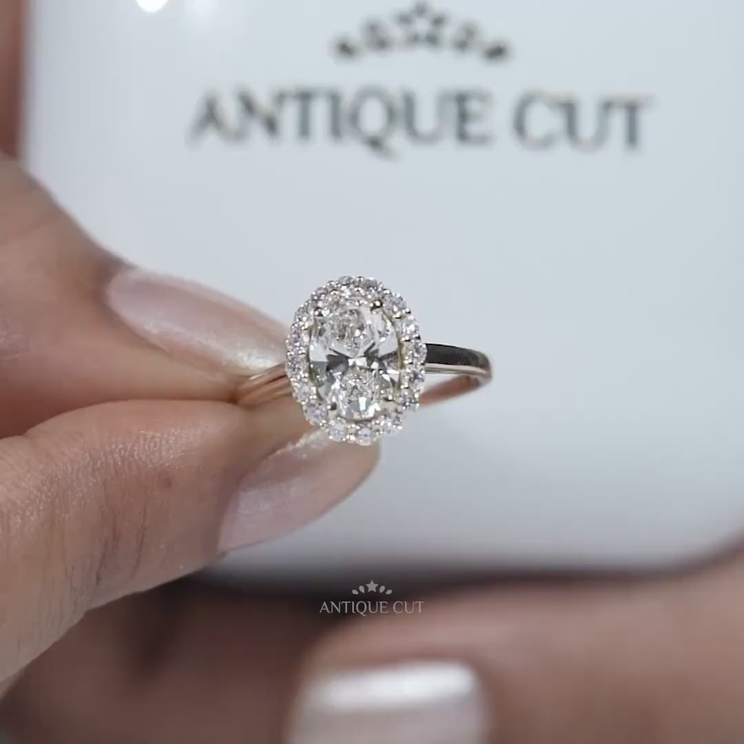 Oval Cut Engagement RIng with Halo Setting