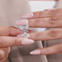 Radiant cut lab grown diamond ring featuring elegant side stone accents for engagement